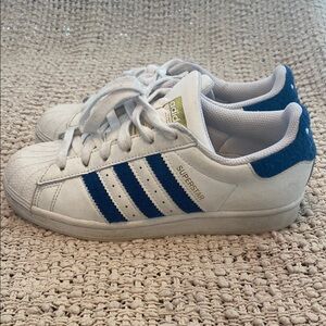 Adidas Superstar White and Blue Sneakers